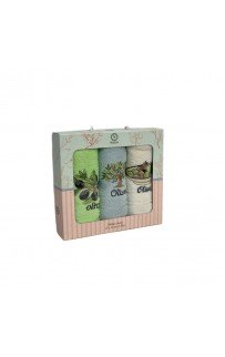 Набор полотенец кухонный NILTEKS "ОЛИВА" махра 30*50 3 шт.НМ 744 v2 салат/голуб/крем.