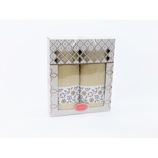 Набор полотенец Карвен " Мужской" махра с печатю 50*90/70*140 HS 1533