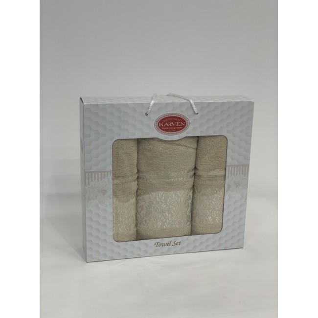 Набор полотенец Карвен "PINK DAMAKS" махра 50*90(2)/70*140 HS 1698 v1бежевый