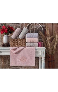 Набор полотенец Карвен "MOTIF" махра 50*90/70*140 HS 1668 v4 a.yesil/бежевый