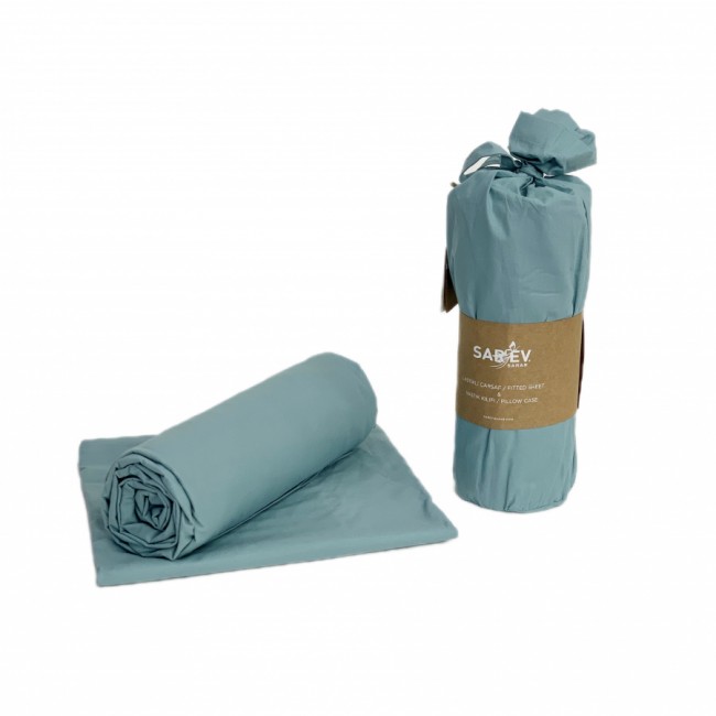 Простынь SAREV на резинке + наволочки Ранфорс 1,5 100*200+35см/50*70(1) P950 TURKUAZ/V75