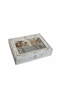 Набор полотенец кухонный NILTEKS"ХЛЕБ" вафля 50*70 4 шт.НМ 763 v1крем/кофейный