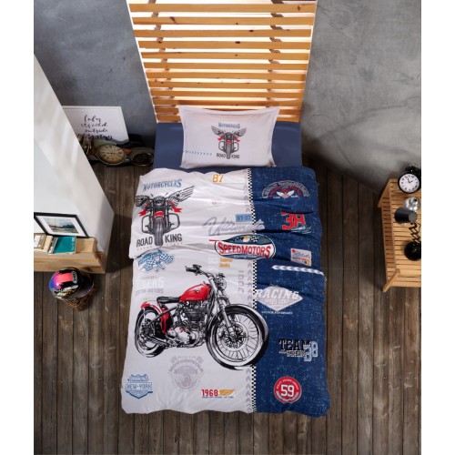 Постельное белье "Карвен" YOUNG STYLE ранфорс 1,5 спальн. Road King Blue v-1