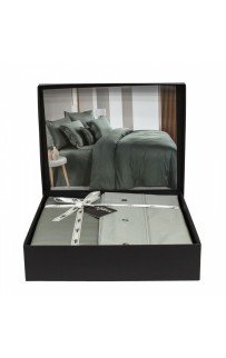 Постельное белье "Sarev" (300 tc) сатин 1,5 спальное N379 MONOCHROME v6/Smoke Green