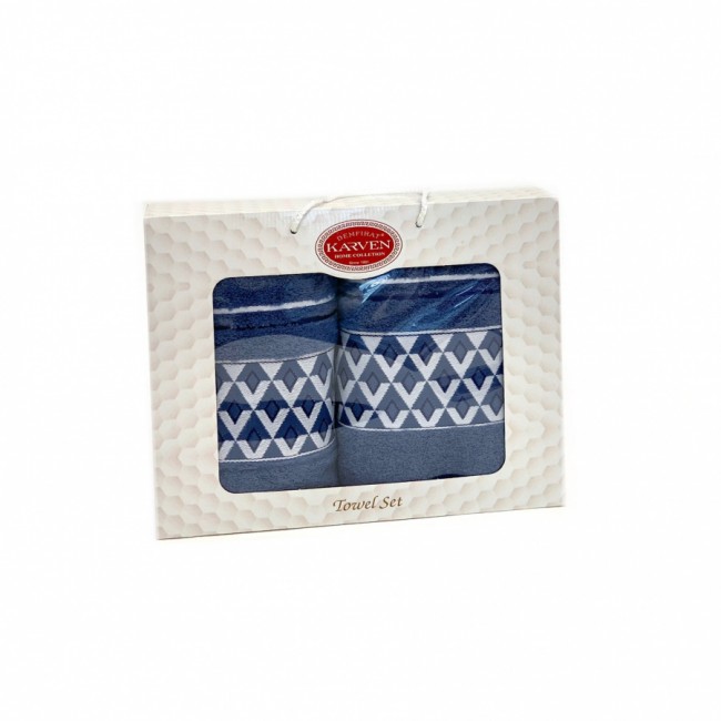 Набор полотенец Карвен "PIRAMIT" махра 50*90/70*140 HS 1666 v11 синий