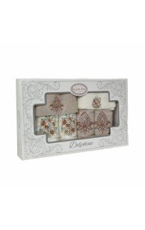 Набор полотенец в коробке Карвен "HENNA" махра 30*50(2)/ 50*90(2)/70*140(2) HS1718 св.бежевый