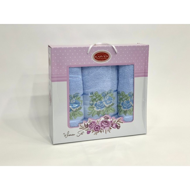 Набор полотенец Карвен "PANO" махра 50*90(2)/70*140 HS 1663 v2 голубой