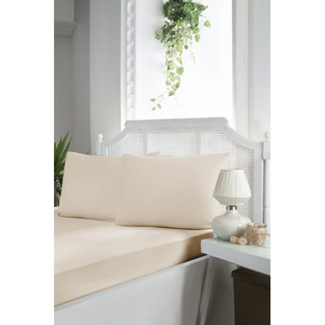 Простынь Карвен на резинке+наволочки 180*200+30см /50*70(2) ранфорс Р 904 v2 cream/кремовый (Акция)