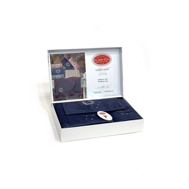 Набор полотенец Карвен " RADIKYA" махра 50*90/70*140/30*50 HS 1675v5 lacivert/синий(акция)