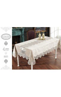 Скатерть Карвен "LUCCA"160*220 велюр с кружевом M 788 cappuccino/капучино