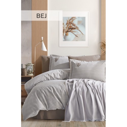 Летний комплект Karven "MARIBEL" (покрывало пике +постельное белье) евро РТ353 Bej