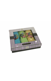 Набор полотенец кухонный NILTEKS "ЦВЕТЫ-ПТИЦЫ" вафля 40*60-3 шт. НМ 740 v12 голуб/салат/желтый