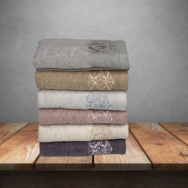 Полотенеце Карвен 70*140 1шт.махра с вышивкой H 7001 KAMELYA (Акция)