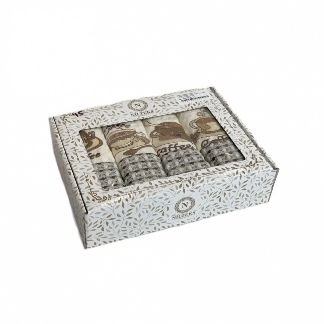 Набор полотенец кухонный NILTEKS"ХЛЕБ" вафля 50*70 4 шт.НМ 763 v2 крем/кофейный