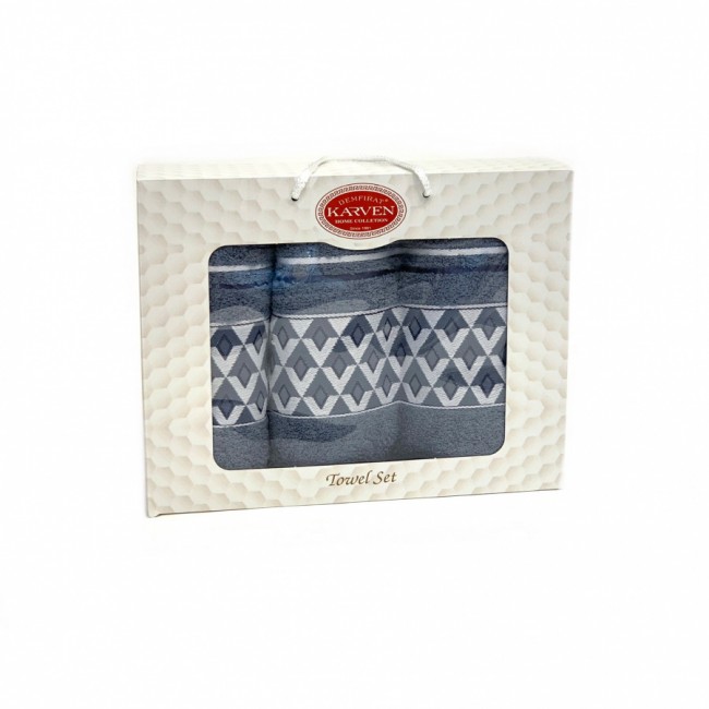 Набор полотенец Карвен "PIRAMIT" махра 50*90(2)/70*140 HS 1667 v10 индиго