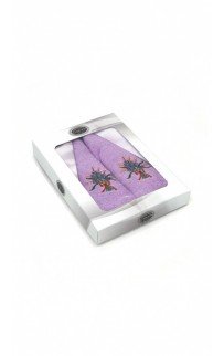 Набор полотенец кухонный "YUVARLAK" цветы махра кругл. 60*60 2 ШТ. НМ 702 (V-11) сиреневый