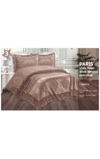 Покрывало KARVEN "PARIS" c наволочками и кружевом евро Y 936 Kapicino/капучино.