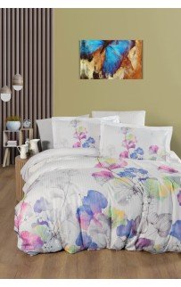 Постельное белье Карвен Stripe Satin с цветным принтом 1.5 спальное N249 -SB010(4пр.) (Акция)