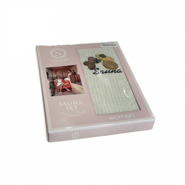 Парео для бани женское на липучке NILTEKS вафля 160*80 1шт B372 v9 кремовый