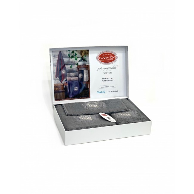 Набор полотенец Карвен "PORTRE " махра 50*90/70*140/30*50 HS 1688v3 gri/серый Набор полотенец Карвен "PORTRE " махра 50*90/70*140/30*50 HS 1688v3 gri/серый