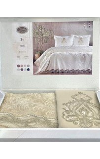 Комплект Карвен "ALISA"(покрывало+2 наволочки) евро 3 предмета Y855 capp/капучино (акция)