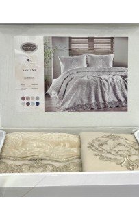 Комплект Карвен "SANTANA"(покрывало+2 наволочки) евро 3 предмета Y855 capp/капучино (акция)