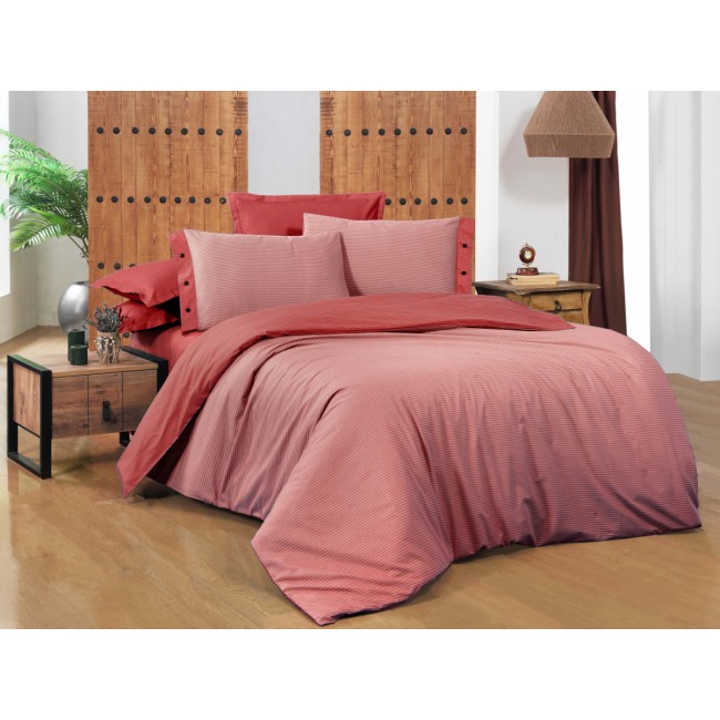 Постельное белье "Sarev"сатин евро NEW FANCY STRIPE v9/Kirmizi