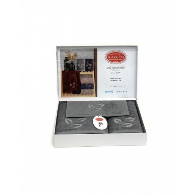 Набор полотенец Карвен " SIMLI" махра 50*90/70*140/30*50 HS 1680v3 gri/серый(акция)