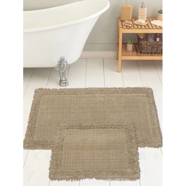 Набор ковриков для ванной Карвен K.M.EKOSE/с бахрамой 50*60-60*100 KV 426 bej/бежевый Набор ковриков для ванной Карвен K.M.EKOSE/с бахрамой 50*60-60*100 KV 426 bej/бежевый