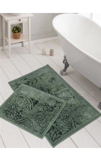 Набор ковриков для ванной Карвен NOSTALJI хлопок/вискоза 50*60-60*100 KV 429 koyu yesil/хаки Набор ковриков для ванной Карвен NOSTALJI хлопок/вискоза 50*60-60*100 KV 429 koyu yesil/хаки