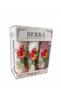 Набор полотенец кухонный "ВЕСНА-ПОПУГАЙ" 3D махра 30*50 3шт. НМ 523(V-2)-10 персиковый/лиловый