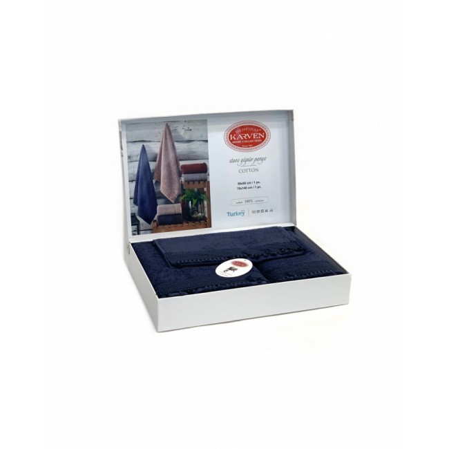 Набор полотенец Карвен " STORE" махра 50*90/70*140/30*50 HS 1682v5 lacievert/синий(Акция)