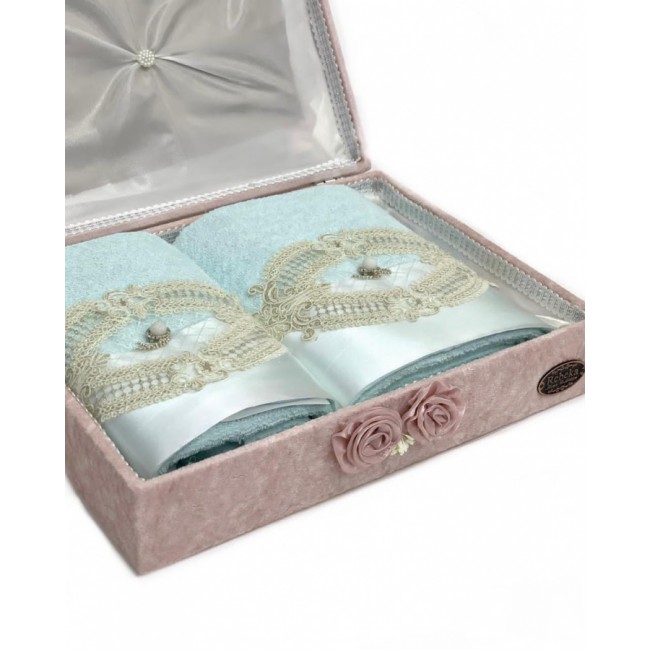 Набор полотенец Rebeka "FRANSIZ" махра 50*90/70*140 сундук HS1480 (V-2) ментоловый (Акция) Набор полотенец Rebeka "FRANSIZ" махра 50*90/70*140 сундук HS1480 (V-2) ментоловый (Акция)