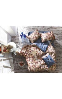 N049 Постельное белье Zebra шелк/сатин-жатка евро (Mignon indigo) (Акция)