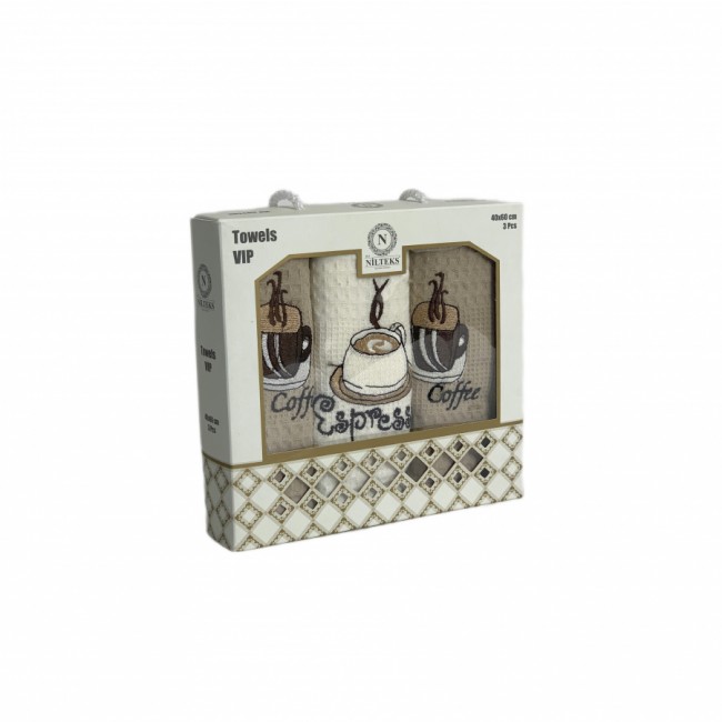 Набор полотенец кухонный Nilteks"АССОРТИ" вафля 40*60 3 шт.НМ 761 v10