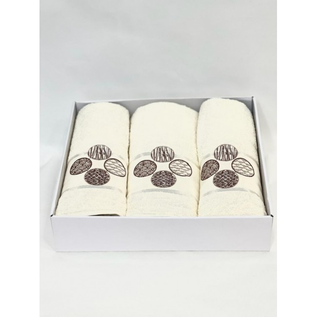 Набор полотенец Карвен "DORT DAIRE" махра 50*90(2)/70*140 HS 1643 v-3 кремовый Набор полотенец Карвен "DORT DAIRE" махра 50*90(2)/70*140 HS 1643 v-3 кремовый