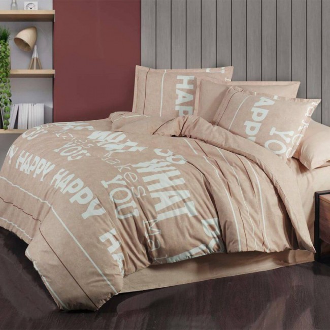 Постельное белье "Sarev Bazaar" ранфорс в пвх евро VERNA v1 Bej (Акция)