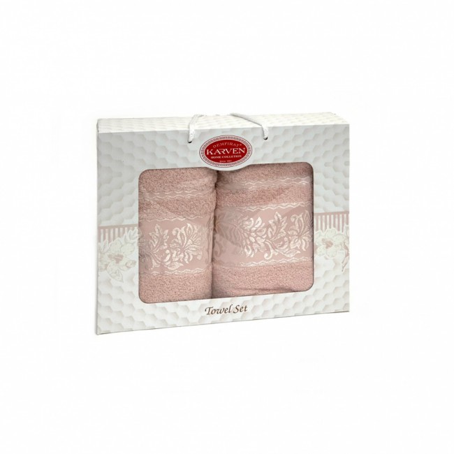 Набор полотенец Карвен "SUMBUL " махра 50*90/70*140 HS 1691 v4 пудровый(акция)