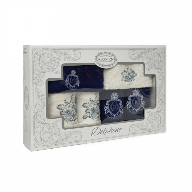 Набор полотенец в коробке Карвен "ARMA" махра 30*50(2)/ 50*90(2)/70*140(2) HS1718 т.синий