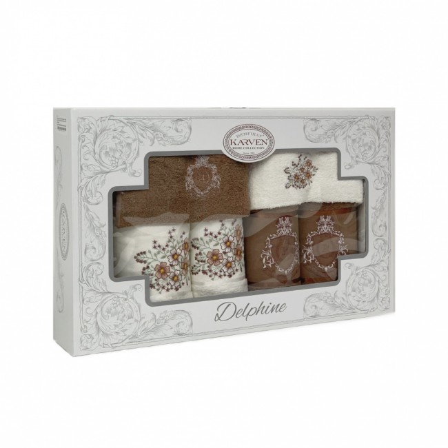 Набор полотенец в коробке Карвен "ARMA" махра 30*50(2)/ 50*90(2)/70*140(2) HS1718 коричневый Набор полотенец в коробке Карвен "ARMA" махра 30*50(2)/ 50*90(2)/70*140(2) HS1718 коричневый
