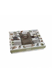 Набор полотенец кухонный NILTEKS" КОФЕ"вафля (2)/махра (1) 50*70-3 шт. НМ 741 v2 белый/кофейный