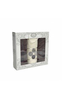 Набор полотенец Карвен "DORT DAIRE" махра 50*90(2)/70*140 HS 1643 v-6 крем/т.серый (Акция)