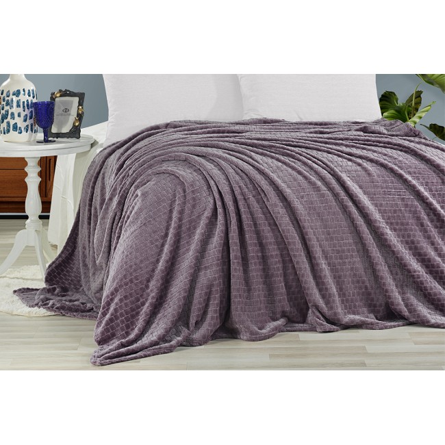 Плед KARVEN Super Soft "MELINDA" 200*220 п/э евро Р 942 лиловый (Акция).