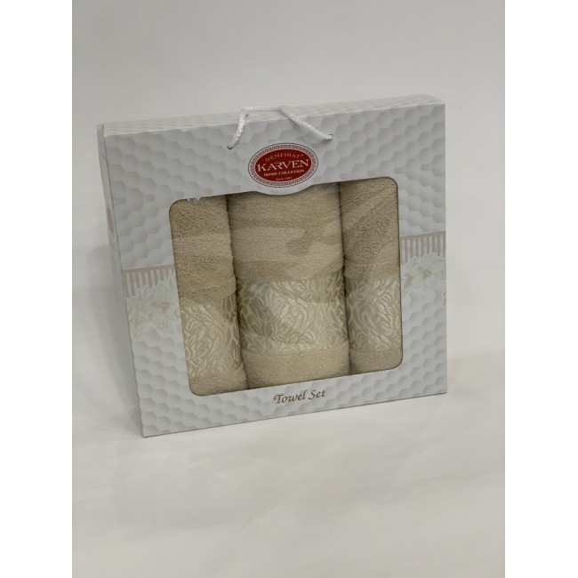Набор полотенец Карвен "INDIA DAMAKS" махра 50*90(2)/70*140 HS 1694 v2 бежевый