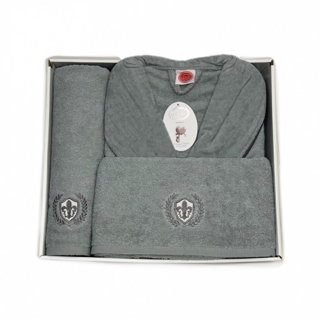 Халат Karven ELIT"CELENK" мужской c полотенцами махра 50*90/70*140 В 1120 gri/yesil/серо/зеленый Халат Karven ELIT"CELENK" мужской c полотенцами махра 50*90/70*140 В 1120 gri/yesil/серо/зеленый