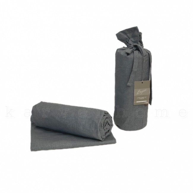 Простынь Sarev Bazaar "TEO"на резинке+2 наволочки"FITTED CARSAF SETI" евро поплин 160*200+30см P 940 v3 gri/серый.