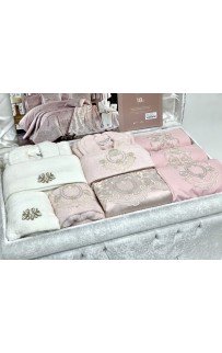 Комплект-сундук ZEBRA "BOLERO" с вышивкой евро (18 предметов) пудровый