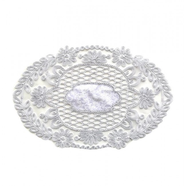 Салфетка Карвен 30*45 велюр с кружевом М836/1448 B01 белый