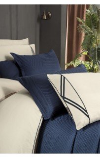 Комплект SAREV "KOLMIO" (покрывало +постельное белье) евро Y 882 v2 Lacivert/т. синий