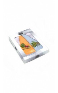 Набор полотенец кухонный "YUVARLAK" фрукты махра кругл. 60*60 2 ШТ. НМ 702 (V-9) оранжевый/голубой